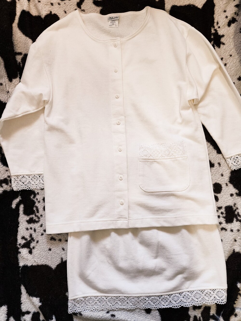 WOMEN'S 80'S/90'S COTTON 2 PIECE SET - WHITE